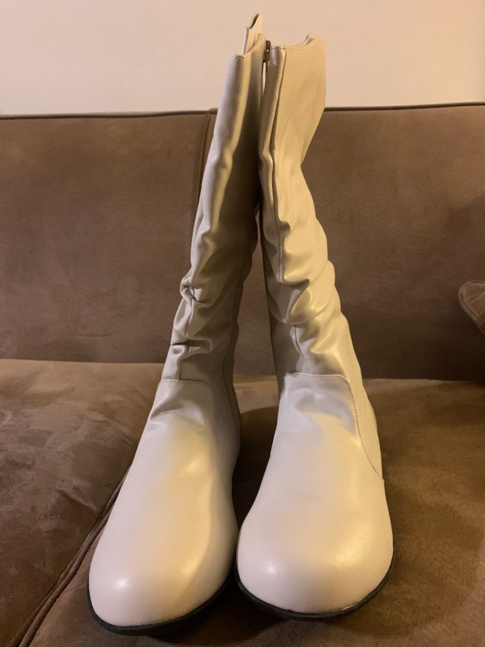 Comfortview Slouch Mid Calf Boots Winter White Flat Wide Width Size 10.5W NIB - Picture 8 of 9